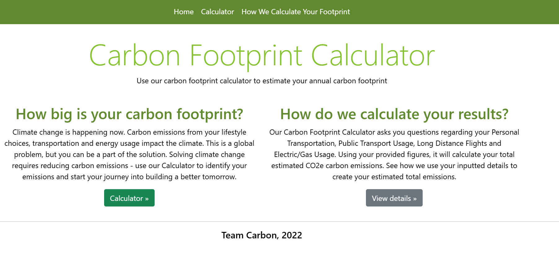 Carbon Footprint Calculator