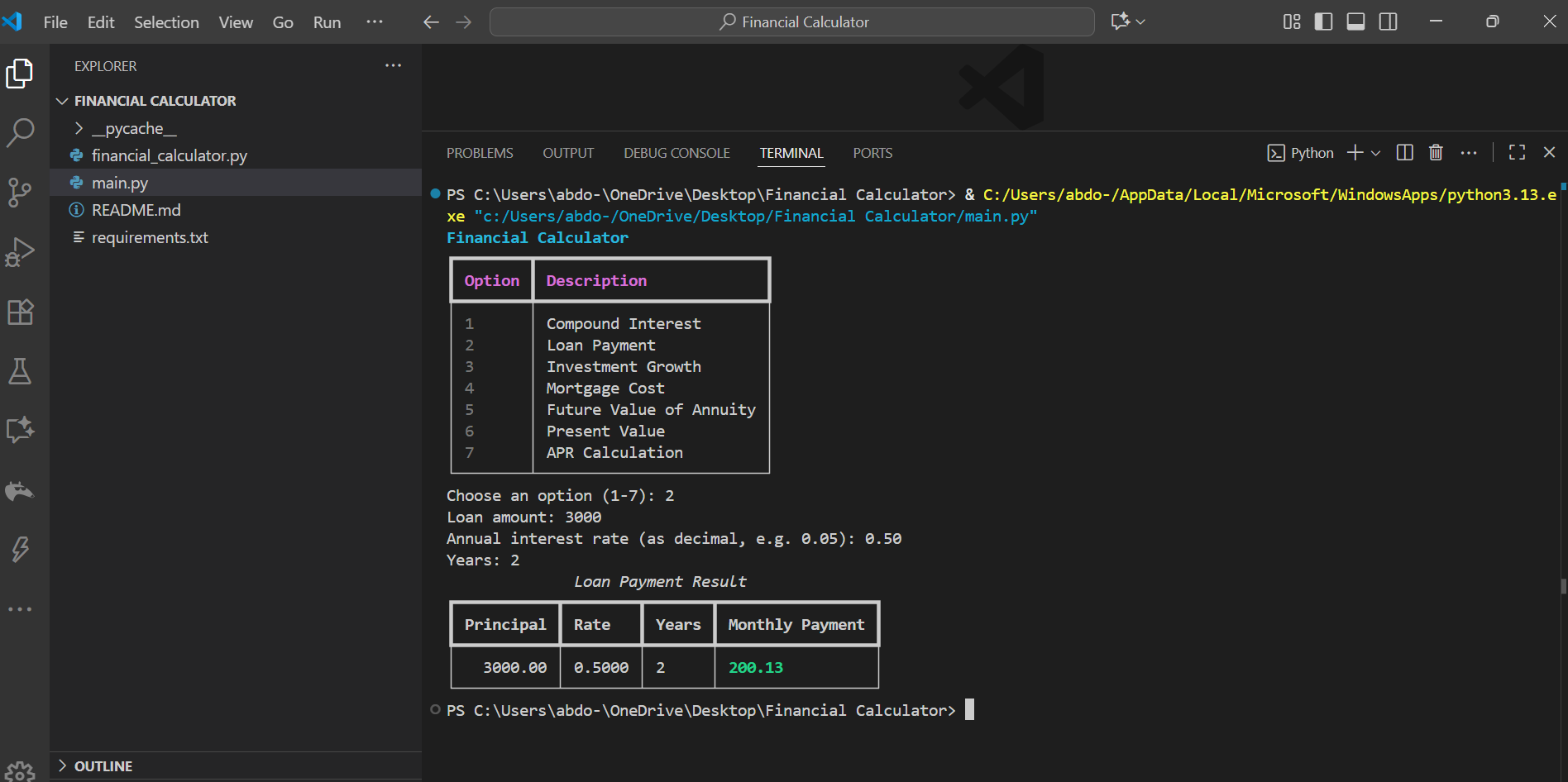 Financial Calculator